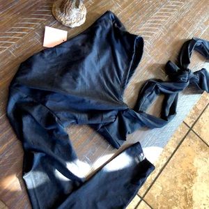 Miss Lola one shoulder crop top tie top